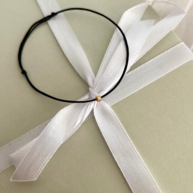 Womens Beaded Bracelet with Solid 18k Gold Bead, Minimalist Wish Dainty Friendship String Bracelet, Anniversary Gift for He, Stackable