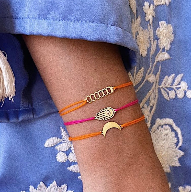 14K Gold Hand of Fatima Charm Bracelet for Women Hamsa Negru Jewelry stackable bracelets shop