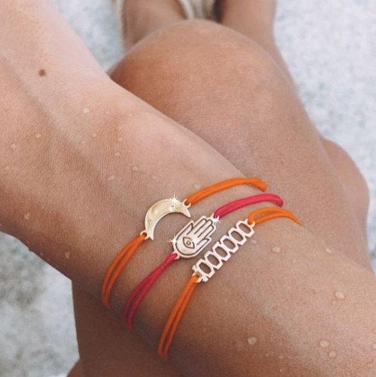 14K Gold Hand of Fatima Charm Bracelet for Women Hamsa Negru Jewelry stackable bracelets shop