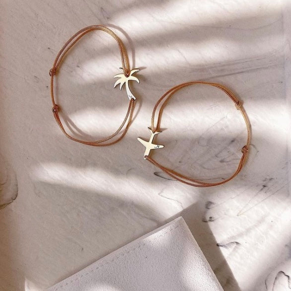 14K Gold Airplane Charm Bracelet for Women by Negru Jewelry from solid 14k gold