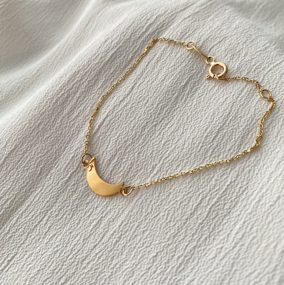 Moon Bracelet Gold for Women 14K Gold Crescent Moon by Negru Jewelry online store