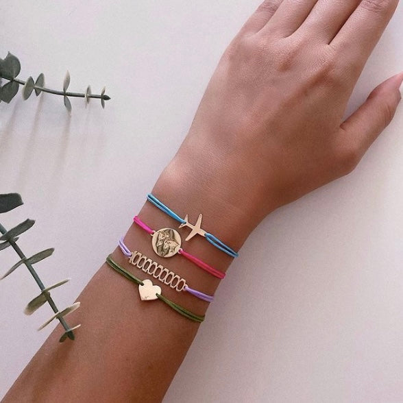stackable 14K Gold Airplane Charm Bracelet for Women by Negru Jewelry from solid 14k gold