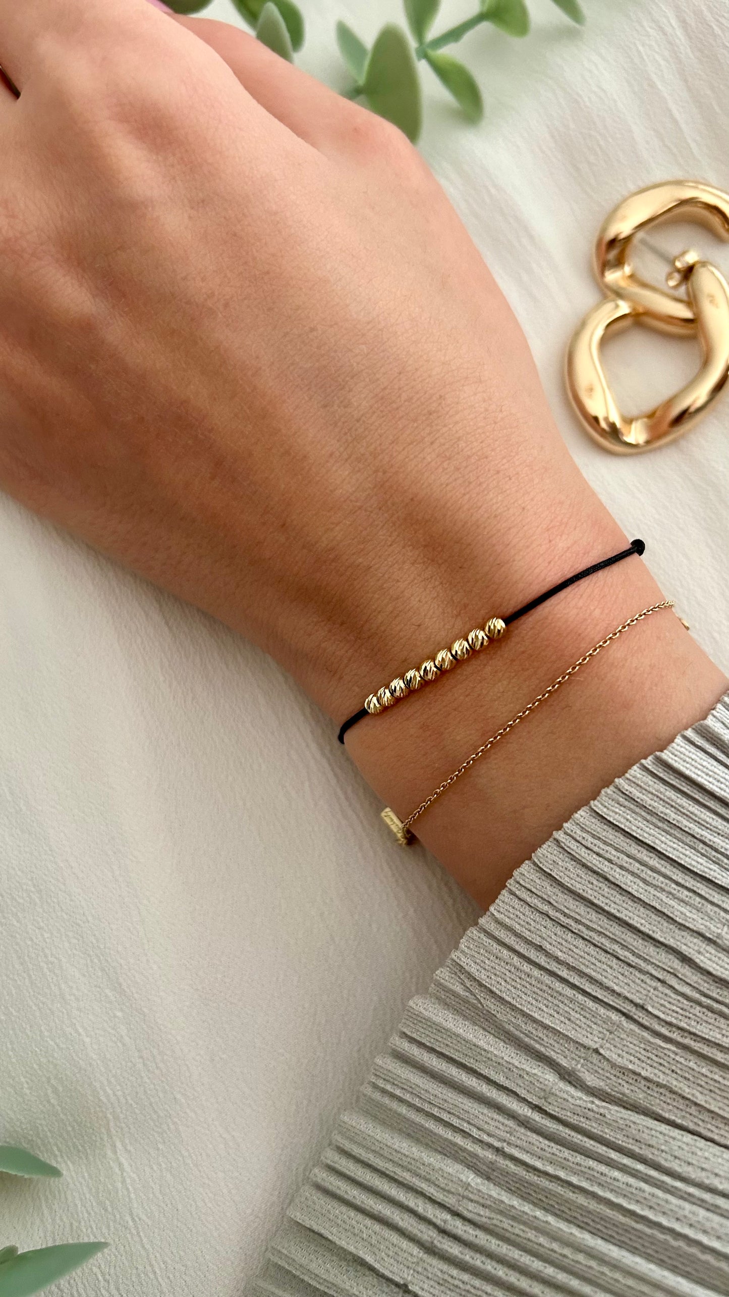 Womens String Bracelet with 14k Gold BEADS, Minimalist Wish Bracelet, Dainty Friendship Bracelet, Anniversary Gift for Her, Stackable Bracelet, waterproof bracelet, mothers day gift, couple matching bracelets, 10th anniversary gift, surfer bracelet