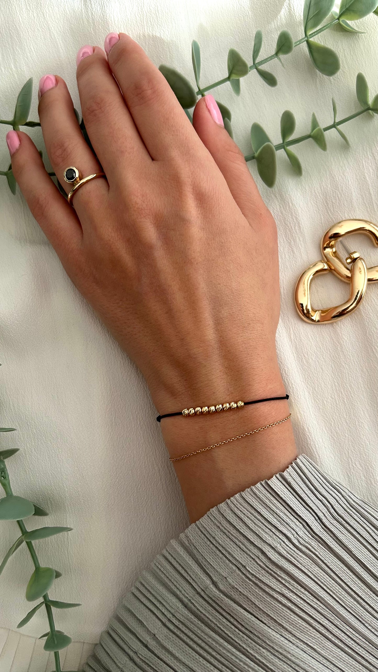 Womens String Bracelet with 14k Gold BEADS, Minimalist Wish Bracelet, Dainty Friendship Bracelet, Anniversary Gift for Her, Stackable Bracelet, waterproof bracelet, mothers day gift, couple matching bracelets, 10th anniversary gift, surfer bracelet