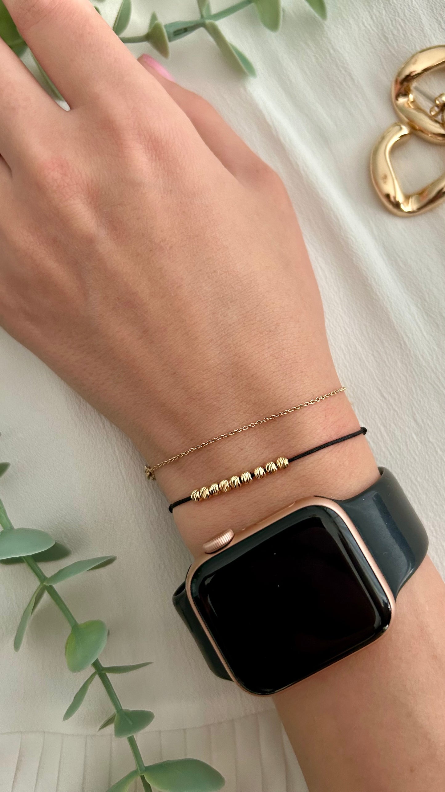 Womens String Bracelet with 14k Gold BEADS, Minimalist Wish Bracelet, Dainty Friendship Bracelet, Anniversary Gift for Her, Stackable Bracelet, waterproof bracelet, mothers day gift, couple matching bracelets, 10th anniversary gift, surfer bracelet