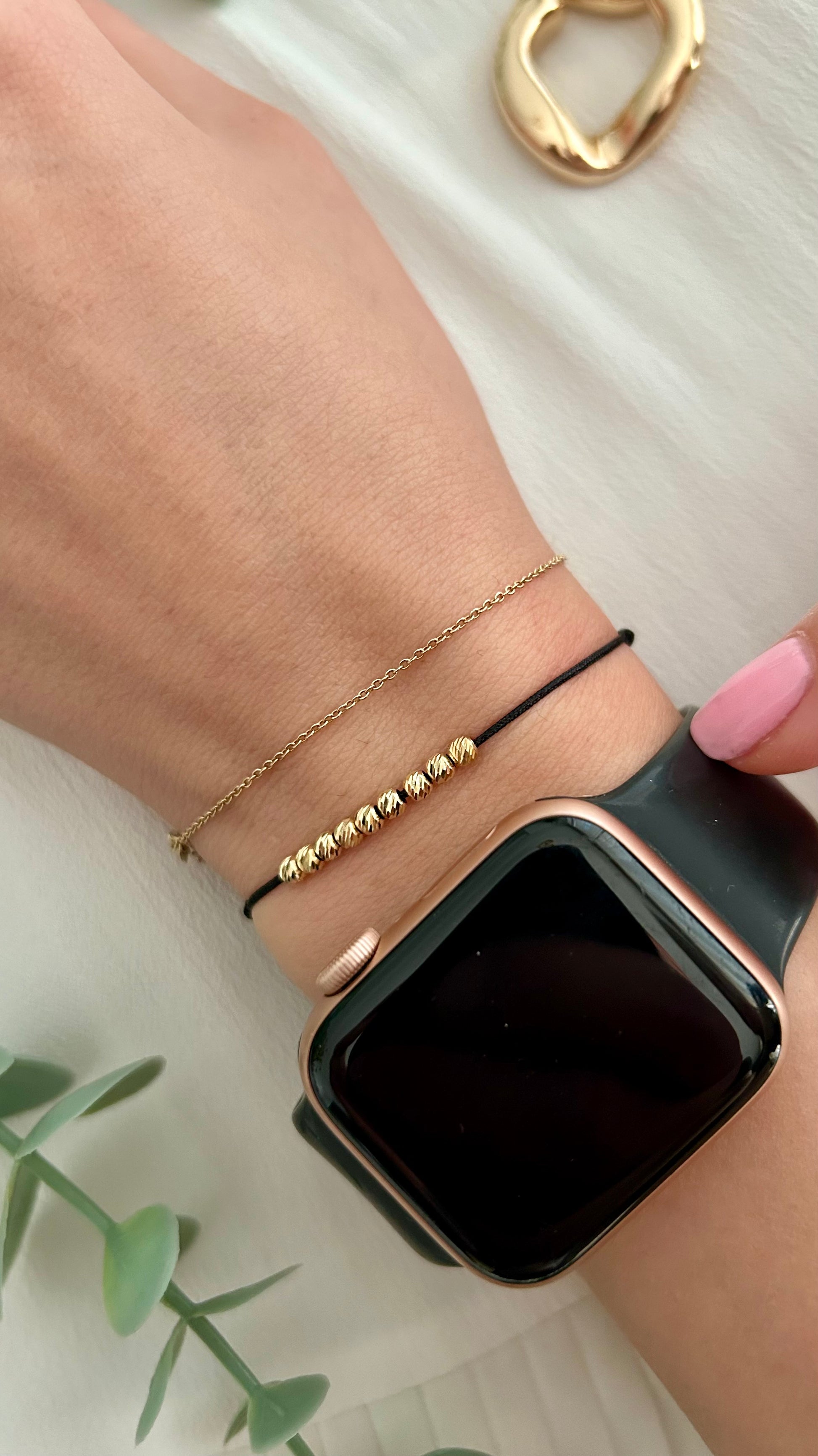 Womens String Bracelet with 14k Gold BEADS, Minimalist Wish Bracelet, Dainty Friendship Bracelet, Anniversary Gift for Her, Stackable Bracelet, waterproof bracelet, mothers day gift, couple matching bracelets, 10th anniversary gift, surfer bracelet