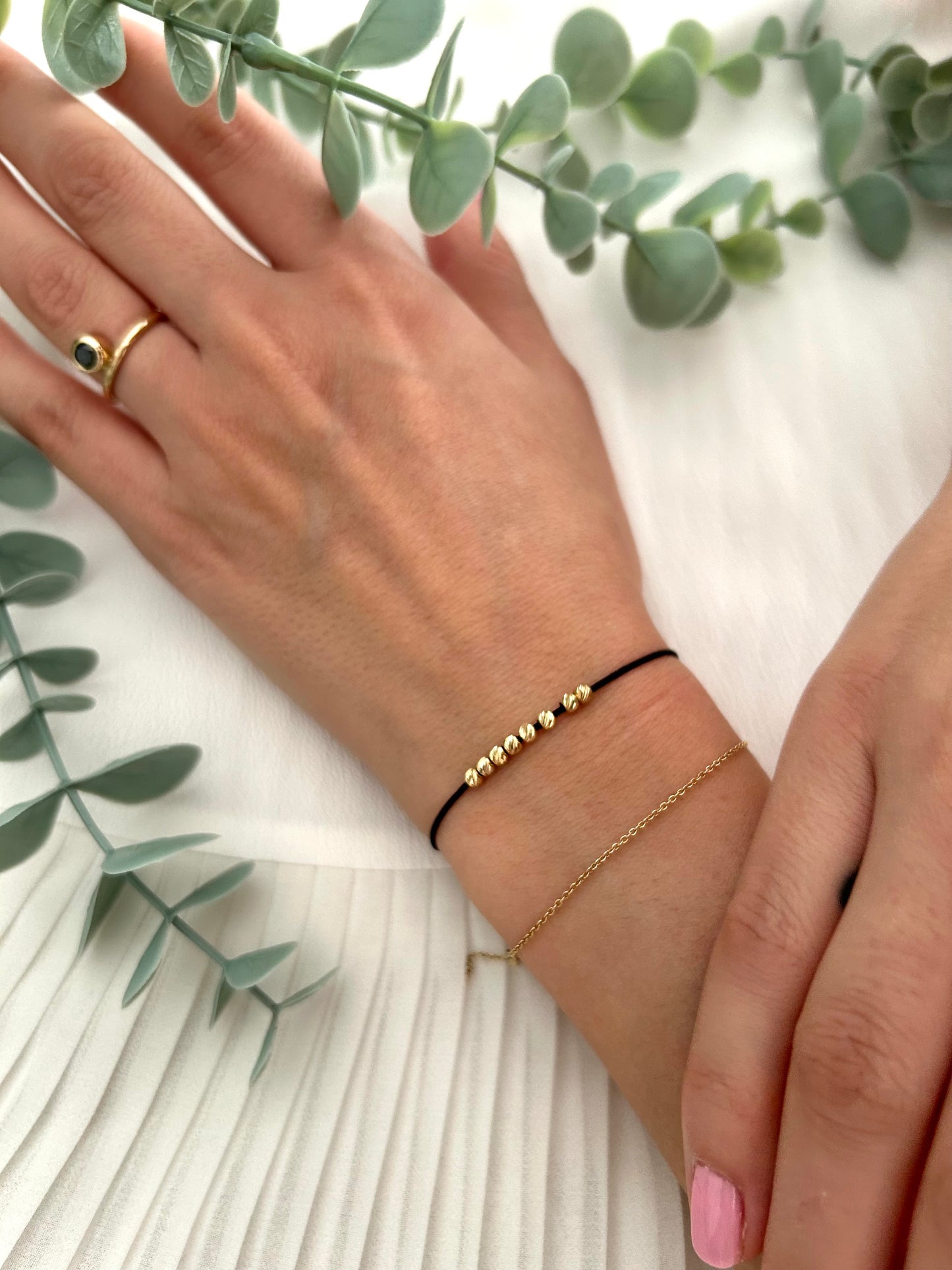 Womens String Bracelet with 14k Gold BEADS, Minimalist Wish Bracelet, Dainty Friendship Bracelet, Anniversary Gift for Her, Stackable Bracelet, waterproof bracelet, mothers day gift, couple matching bracelets, 10th anniversary gift, surfer bracelet