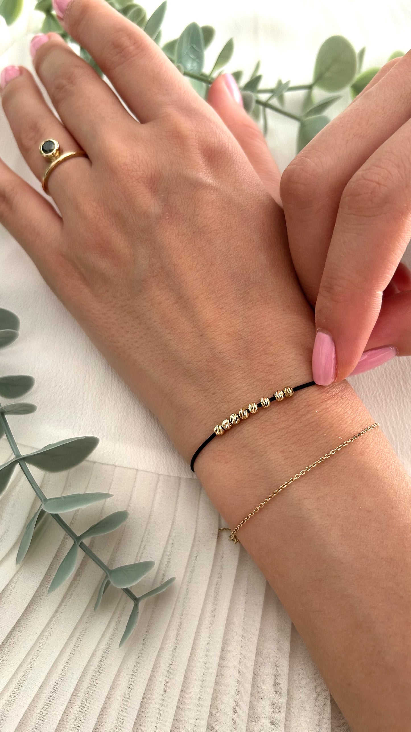 Womens String Bracelet with 14k Gold BEADS, Minimalist Wish Bracelet, Dainty Friendship Bracelet, Anniversary Gift for Her, Stackable Bracelet, waterproof bracelet, mothers day gift, couple matching bracelets, 10th anniversary gift, surfer bracelet