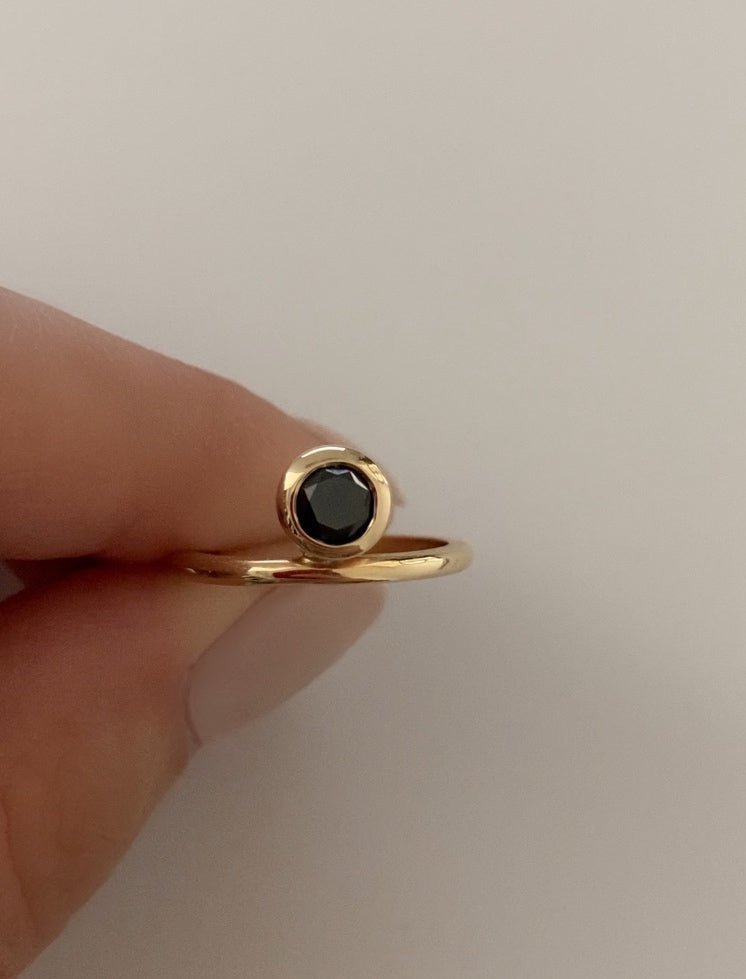 black diamond ring round set