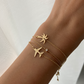 Airplane Palm Tree bracelets on chain Gift for Her travel gift 14K Gold Airplane Bracelet for Women made by Negru Jewelry online store from solid 14k gold on bracelet chain aviation gift cabin crew flight attendant 