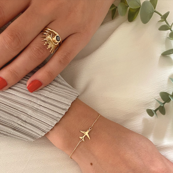 22k Gold 4-Finger Ring Chain Bangle Bracelet| Raj Jewels