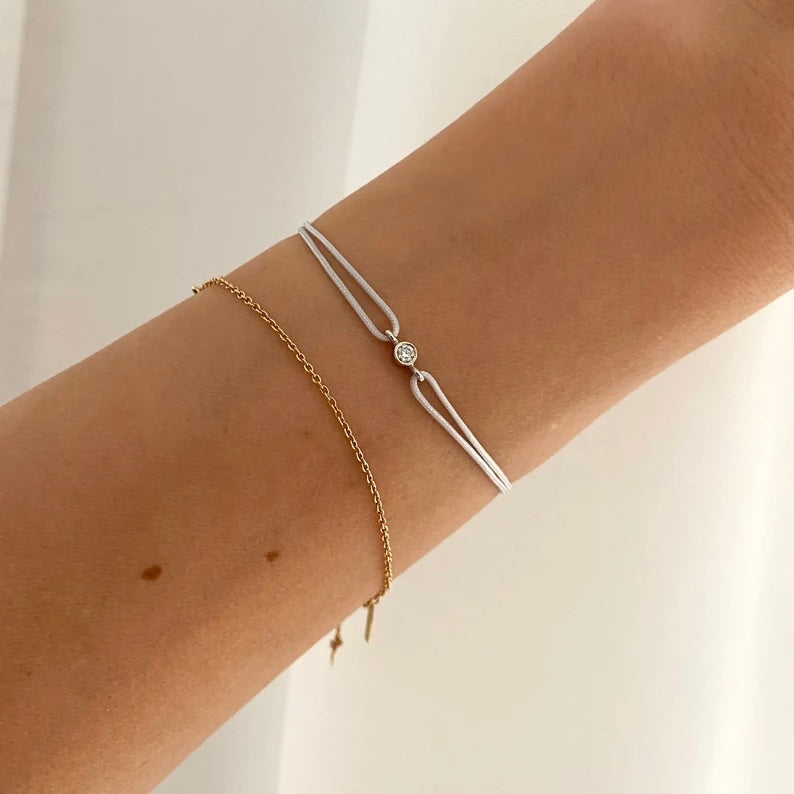 Gifts for her Diamond Gold Charm Bracelet for Women made by Negru Jewelry online store